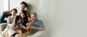 family together on the couch