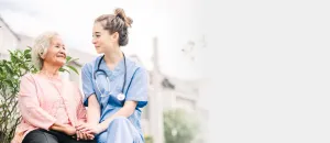 patient holding hands with navigator