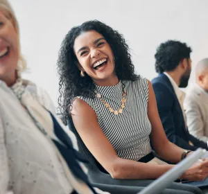 a women smiling